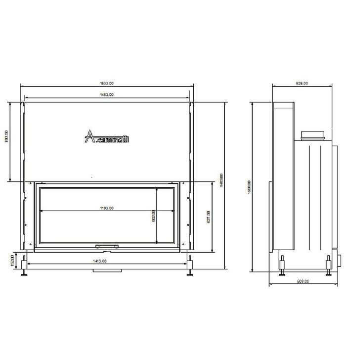 Focar de semineu pe lemne FLAT 120 X 50- glisare verticala