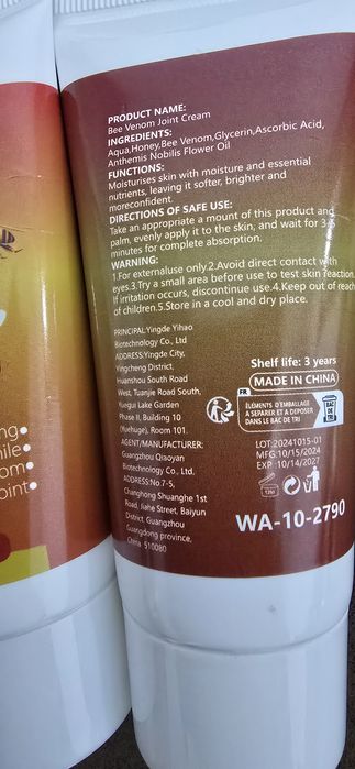 Crema pentru articulatii cu ingrediente naturale Venin albine - 2 buc.