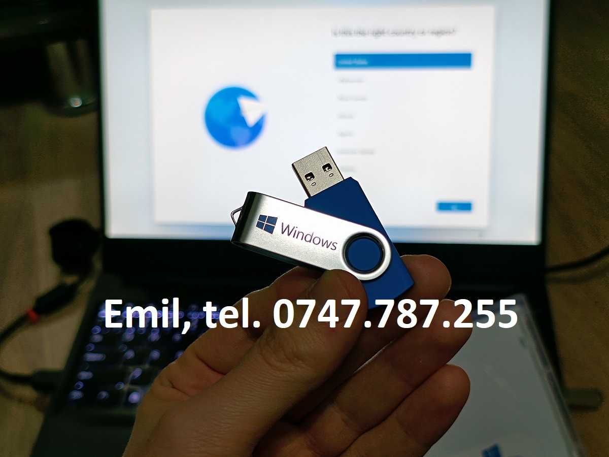 Stick bootabil Windows 7, 8, 10, 11, Home și Pro cu licență originală!