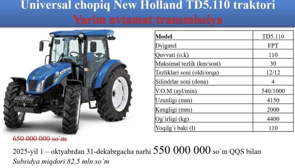 New Holland TD5.110 polavtomat