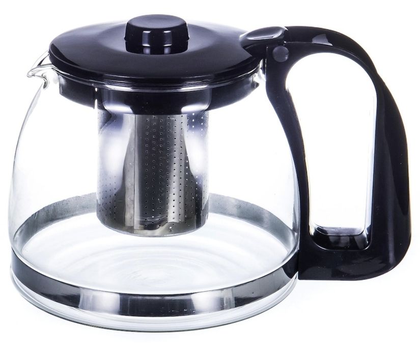 Ceainic cu Infuzor din Sticla si Plastic Negru, 700mI