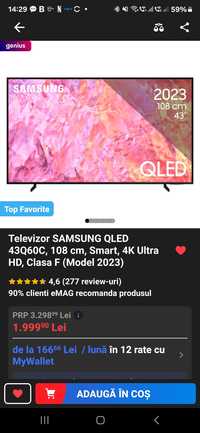 SAMSUNG QLED 43Q60C, 108 cm, Smart, 4K Ultra HD, Clasa F (Model 2023)