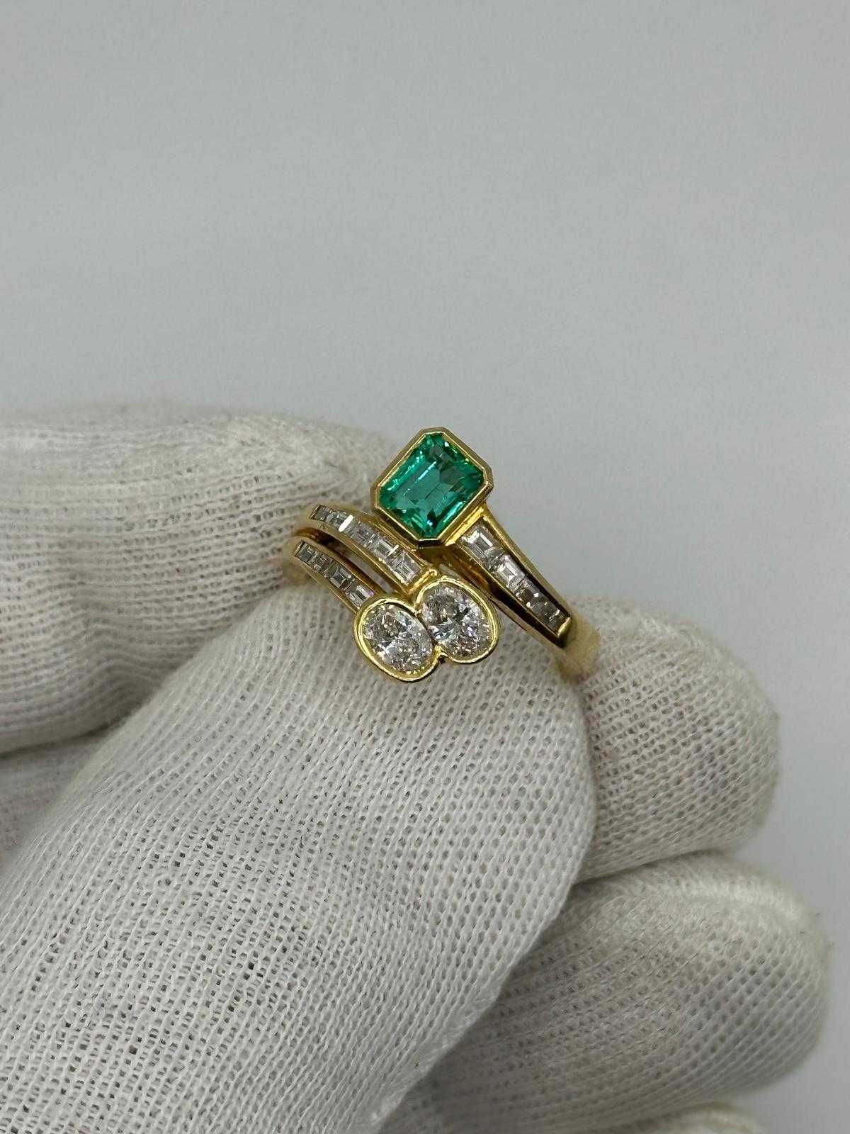 INEL AUR ALB 18K + SMARALD = 0.70CT + Diamante TOP = 1.70CT - F - VVS1