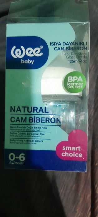 Wee Baby Natural Шише за хранене от термоустойчиво стъкло 125 ml