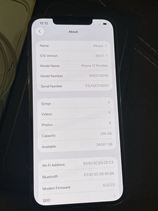Iphone 12 Pro Max 256gb 93% battery