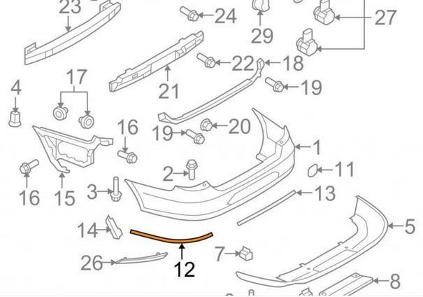 Ornament bara protectie, spoiler Volkswagen Passat Cc (357), 06.2008-02.2012, montare spate, stanga, RapidAuto