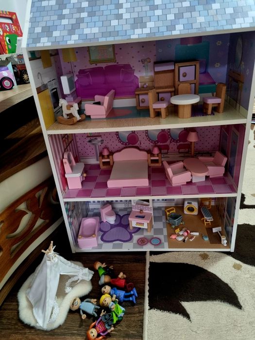 Casa papusi si bucatarie 2 in 1 lemn