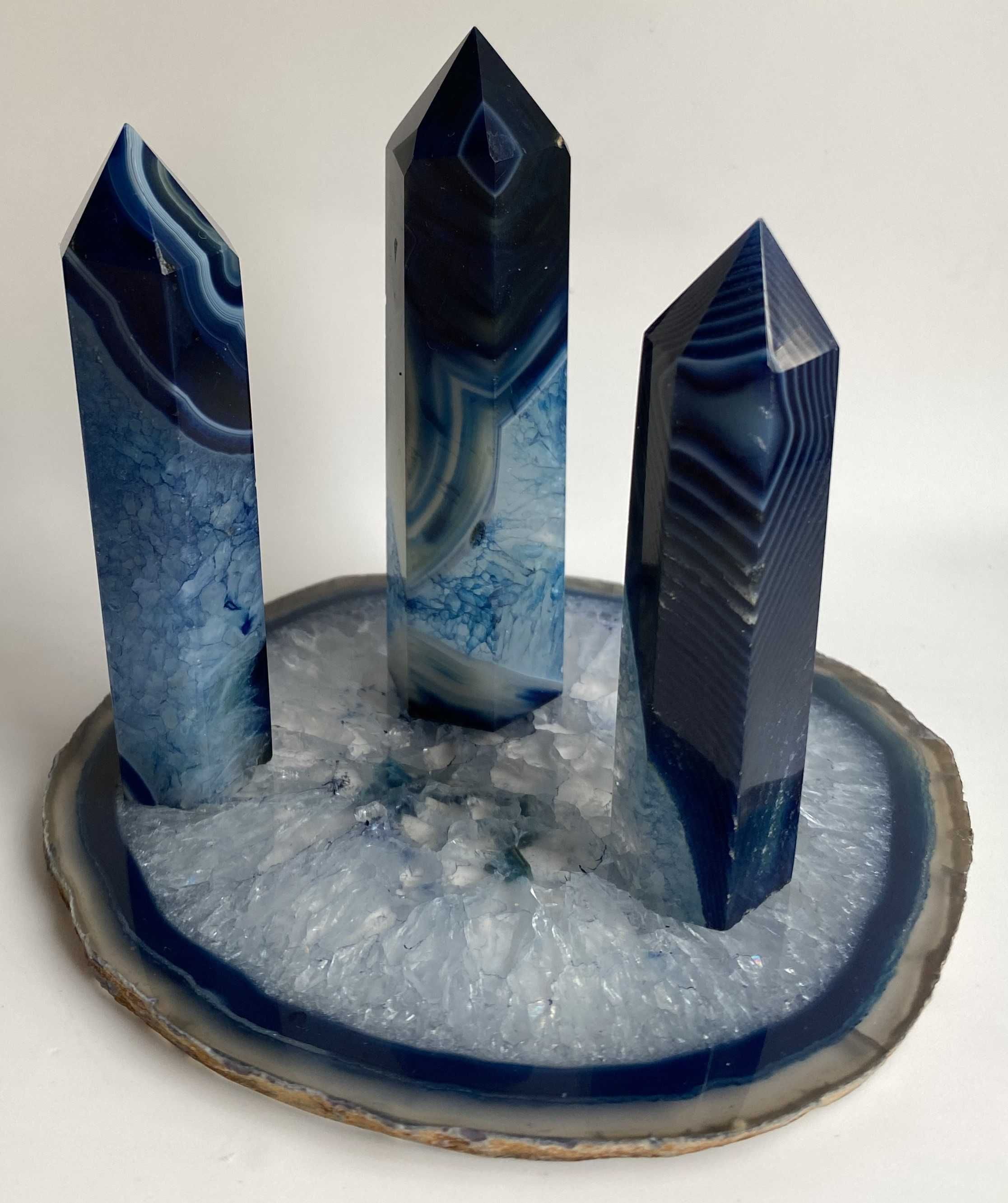 Cristale/Minerale - Agata Albastra-set obeliscuri piatra semipretioasa