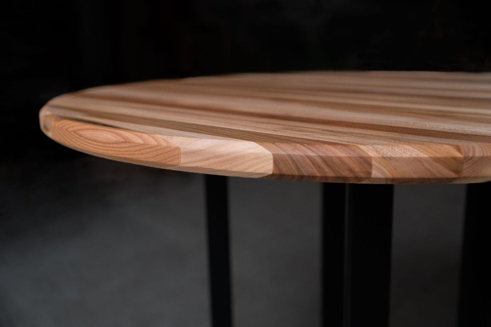 Masă rotundă din lemn de ulm