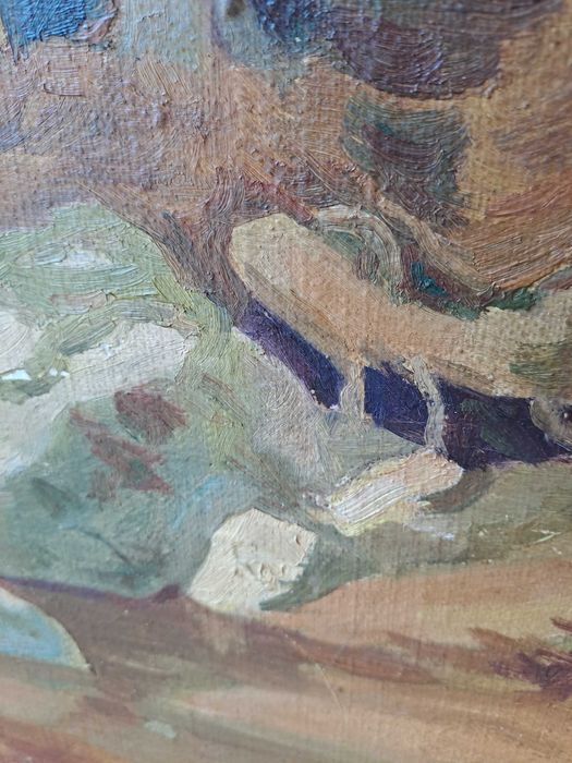 tablou pictura pe panza semnat c lecca 100 /75 m