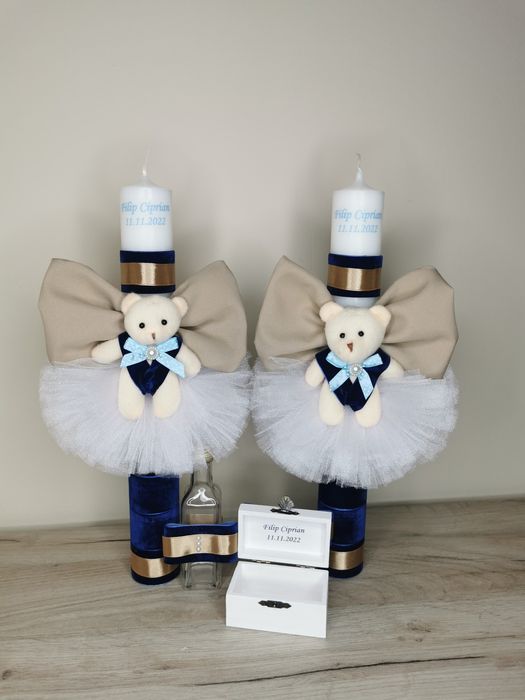 Lumanare botez. Carafa botez. Cutie pentru par