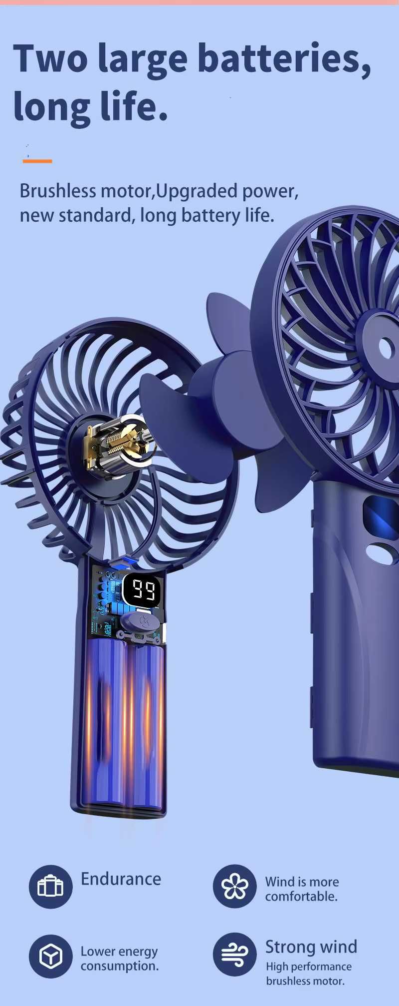Ventilator portabil cu apa 3000 mAh baterie puternica