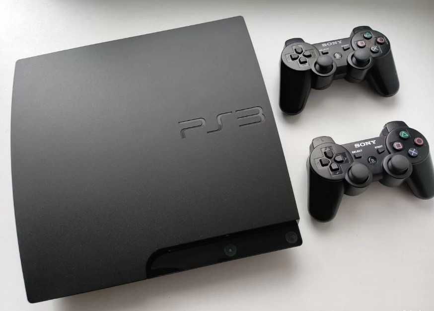 PlayStation 3 Slim на 320 гб (прошитая, 65 игр + 2 геймпада)