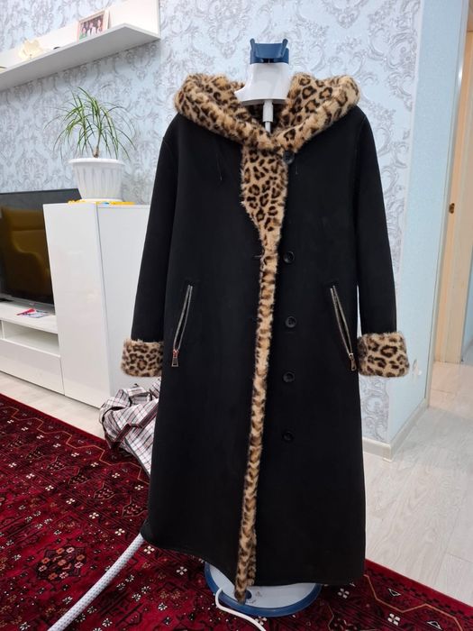 Двусторонняя натуральная дублёнка Leopard