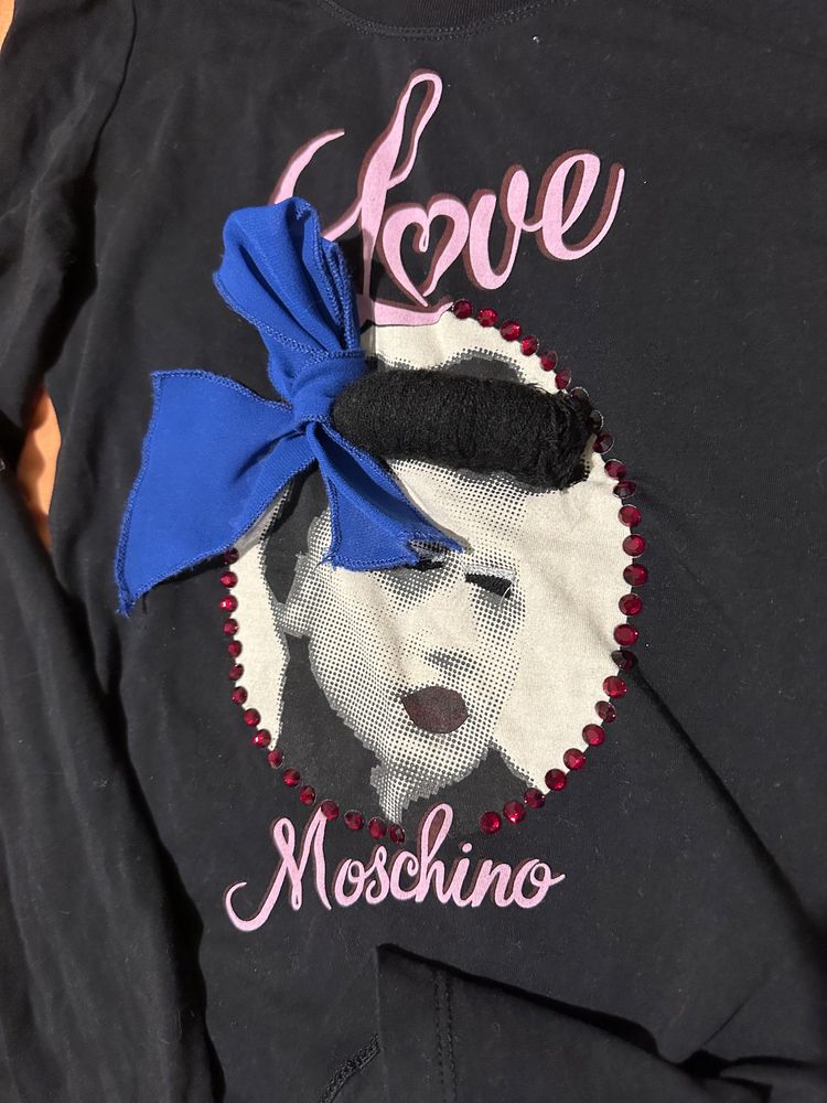 Love Moschino блуза с камъчета  и лого