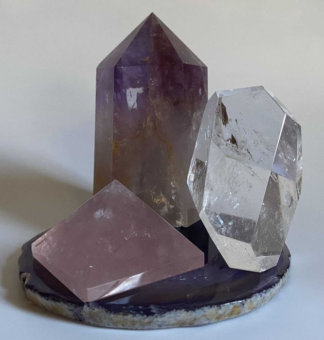 Decor Cristale - Cuart Roz&Ametist&Cuart Transparent - Set Cristale