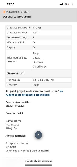 Bicicleta eliptica kettler rivo M