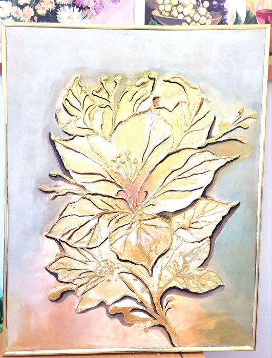 Картина, цветы на холсте 90×114