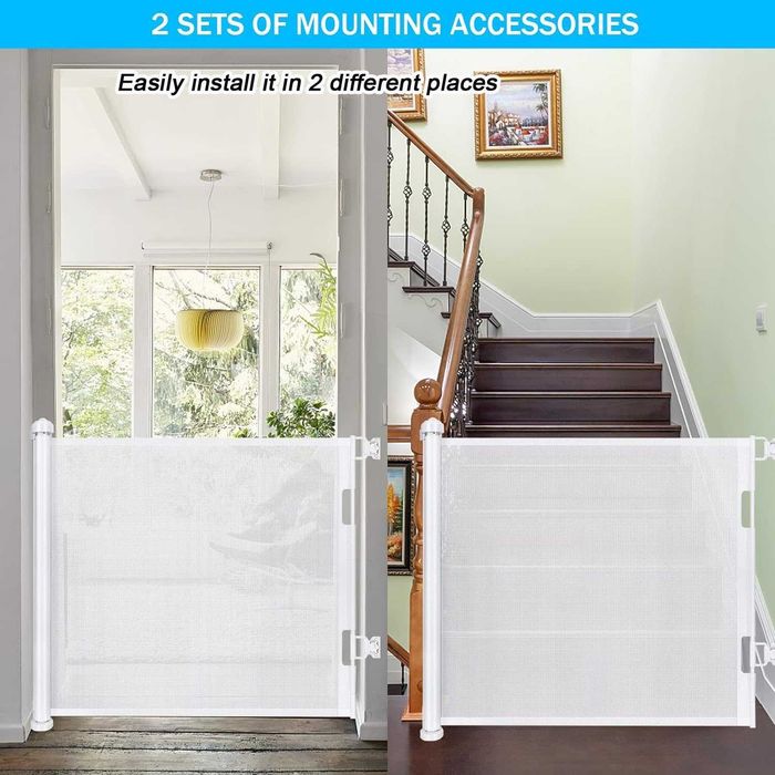 Poarta de siguranta copii extensibila 150 cm, Alb