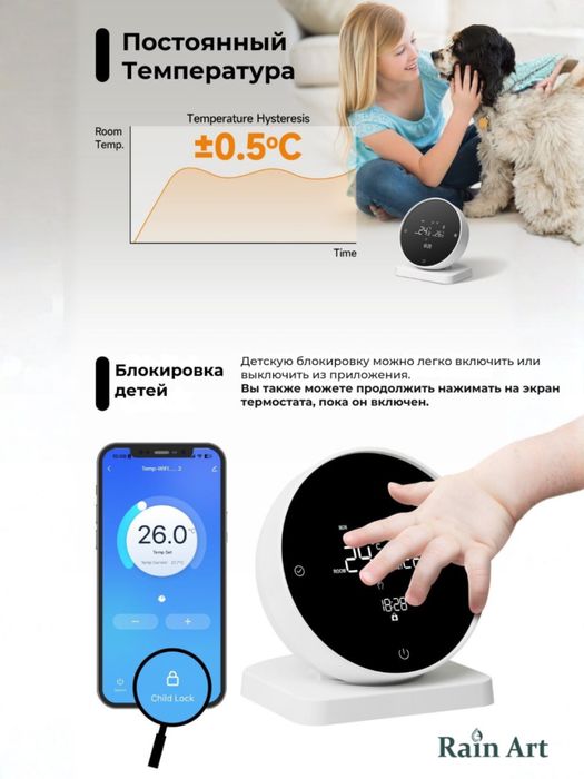 Беспроводной комнатный термостат отопления Wi-fi
