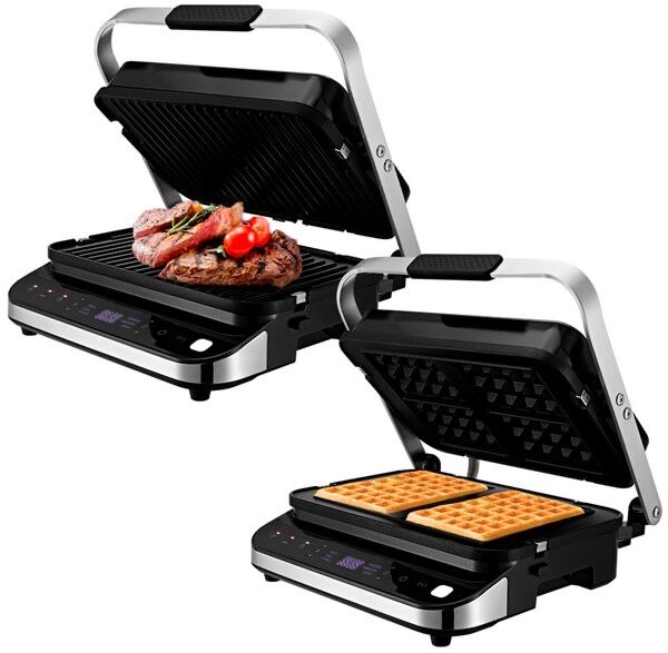 Электрогриль KitFort КТ-1682, черный и серебристый