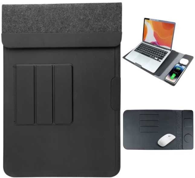 Husa Laptop / Mousepad cu Incarcare dubla Wireless  2x15W Negru | Gri