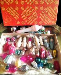 Винтажный советский набор ёлочных игрушек на ёлку -малютку в родной ко