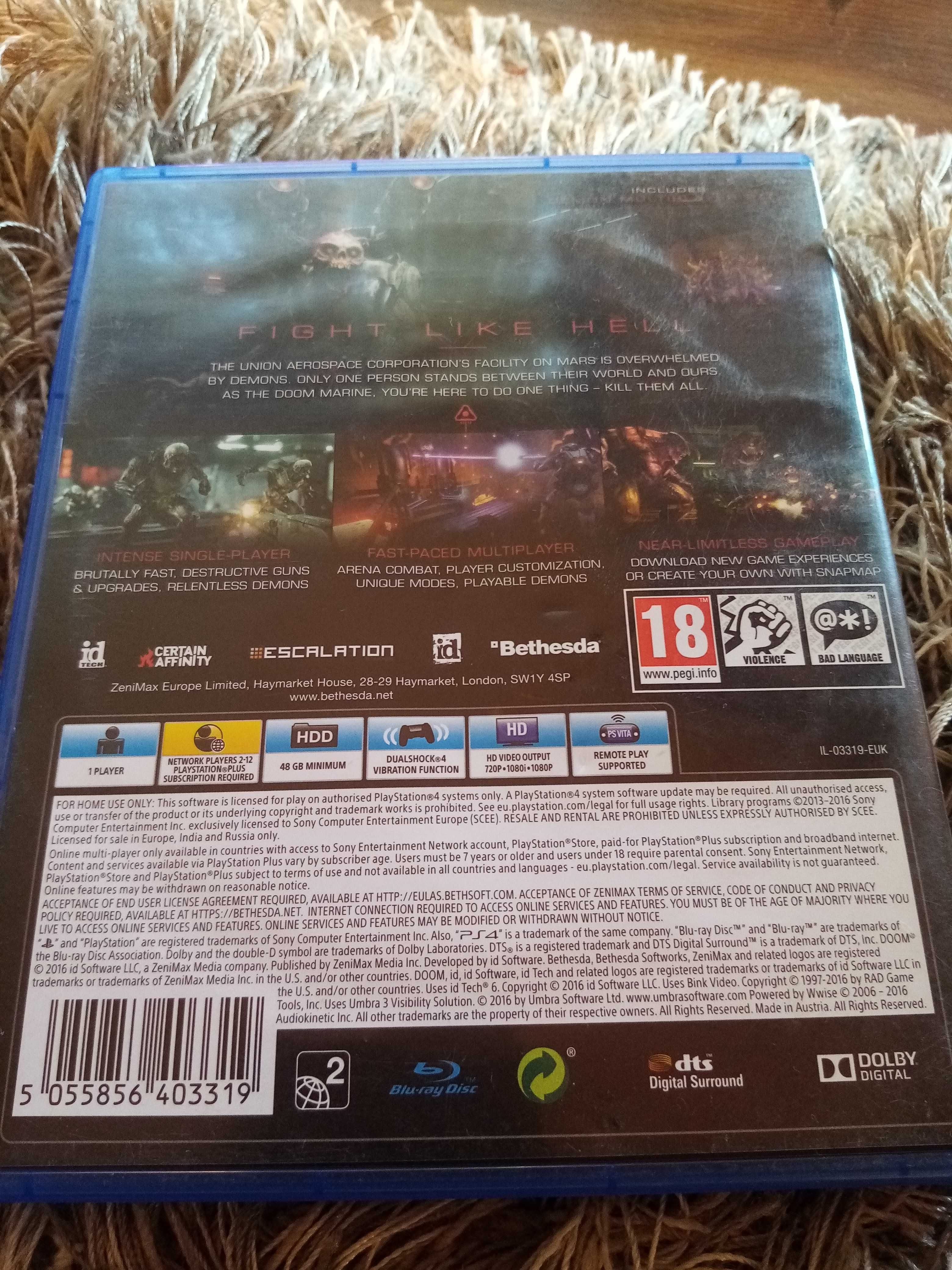 Продавам играта Doom за ps4