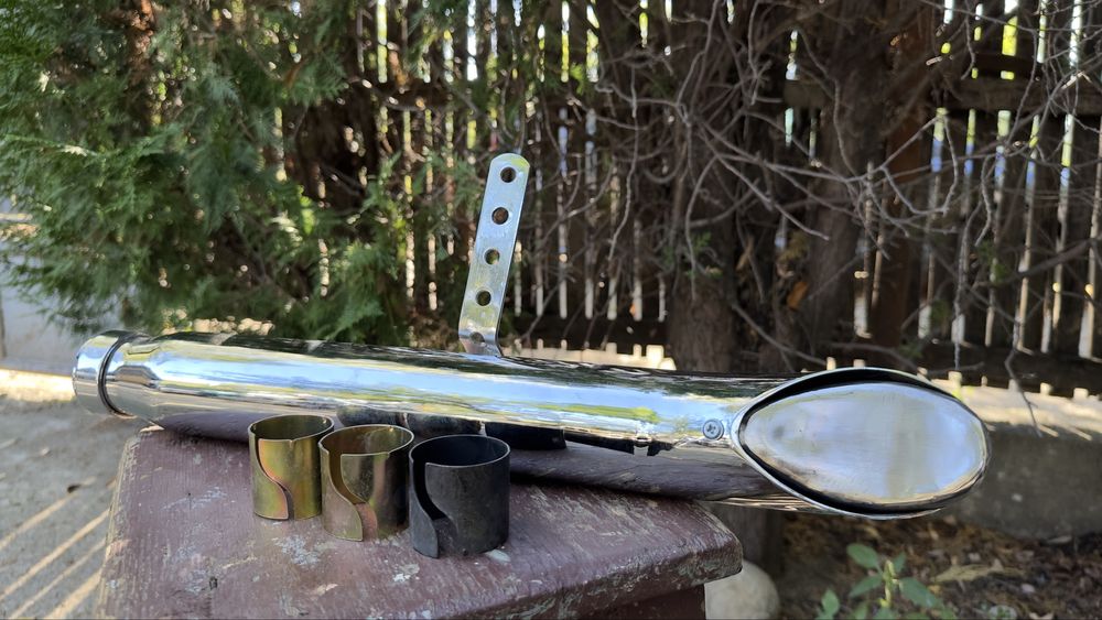 Toba evacuare moto, cotit inox crom chopper custom