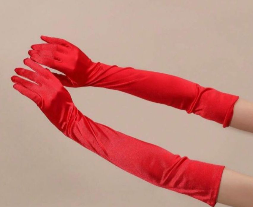 Вечерние женские длинные перчатки,красные и черные
