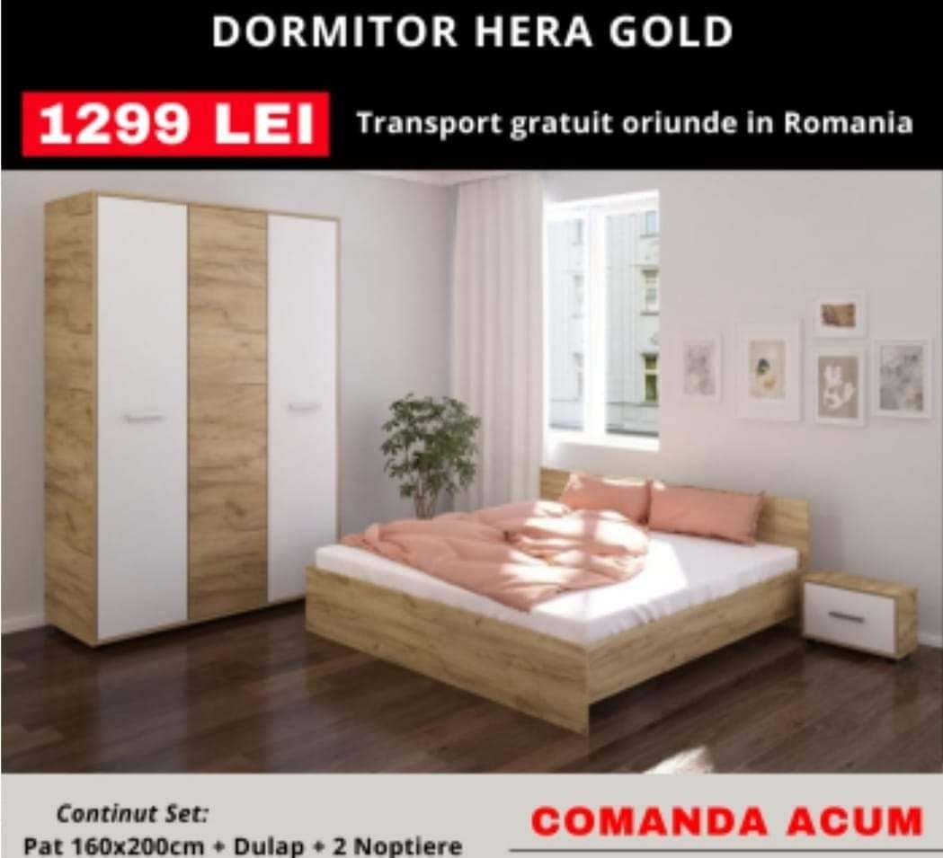 Dormitor Hera wenge/alb/stejar cu alb