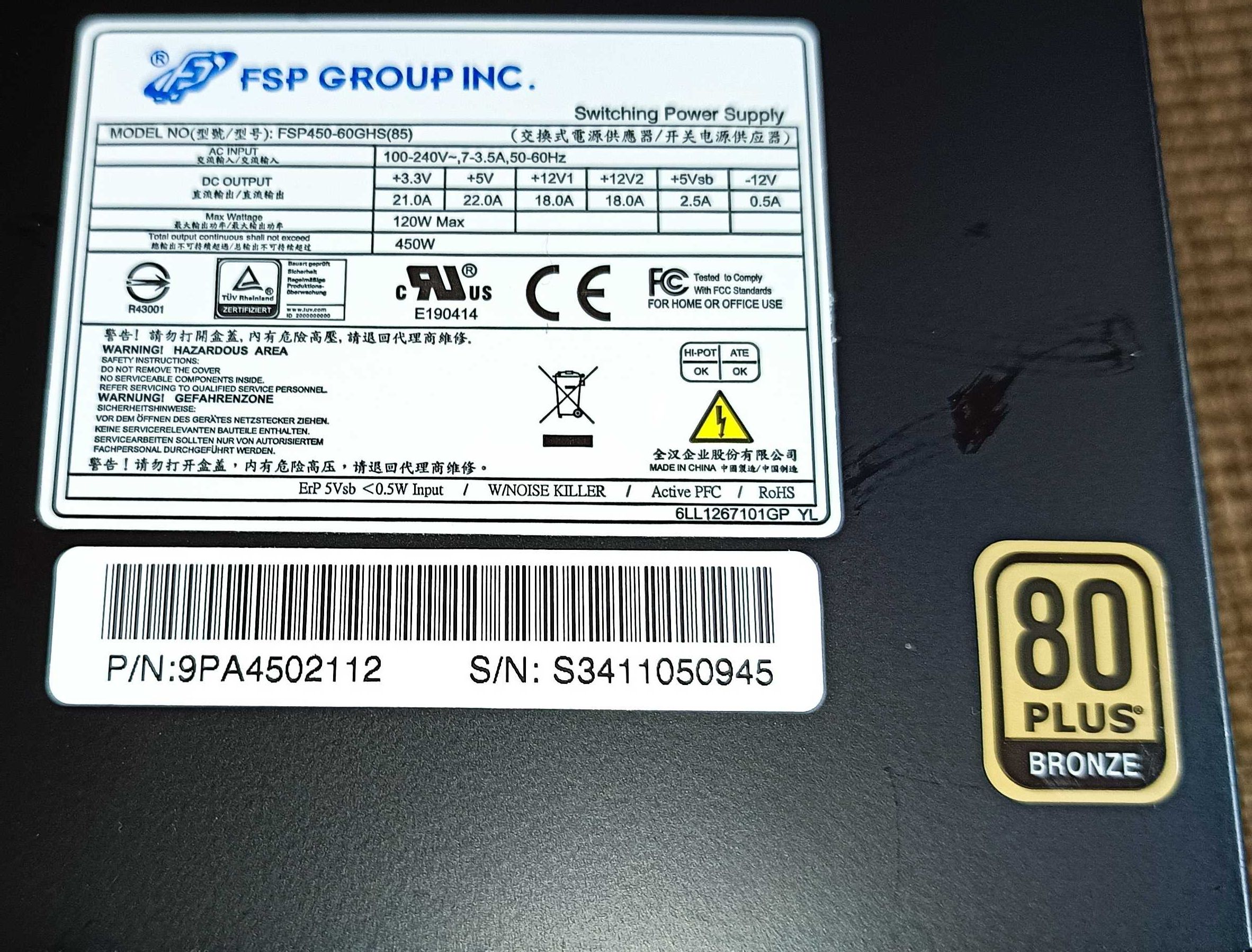 Sursa Pc sfx FSP 450 Watts Pci-Ex 2x8 pini
