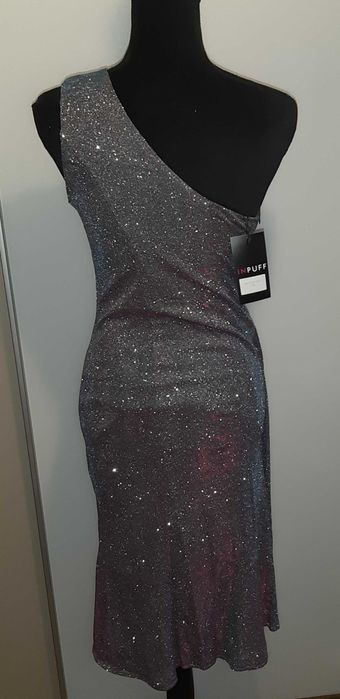 Rochie sclipici Revelion/nunta lurex pe un umar Noua