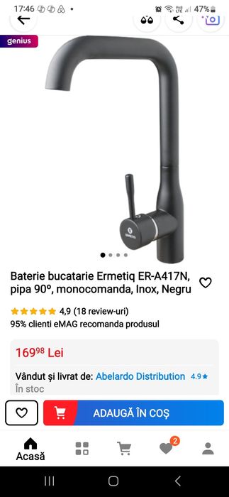 Baterie bucatarie inox negru