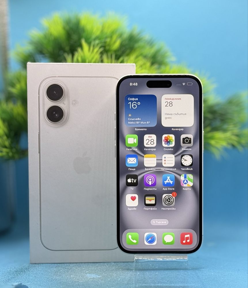 ГАРАНЦИОНЕН!!! Apple iPhone 16, 128GB, 5G, White