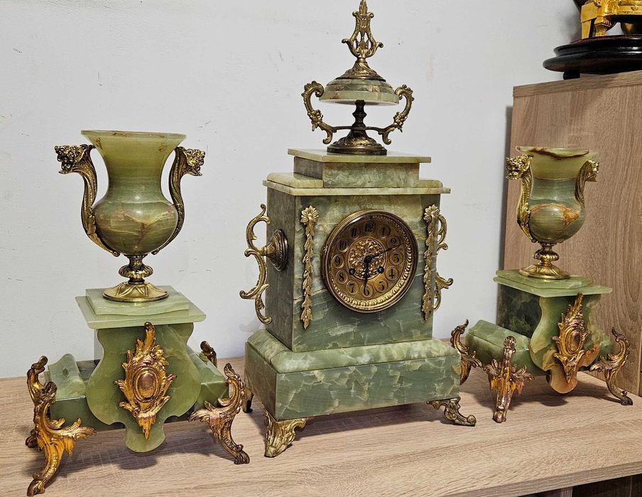 Ceas de semineu cu pendul Japy Freres - 3 piese Onix