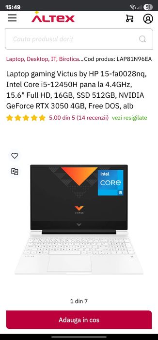 Vând laptop hp victus
