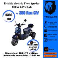 Triciclu electric nou Thor Spyder maro 800W 60V20Ah Agramix