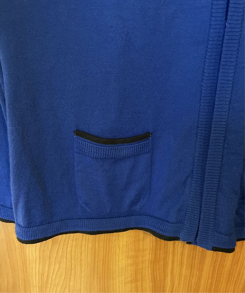 Cardigan 50% lana, marime 42 L, culoare albastru indigo
