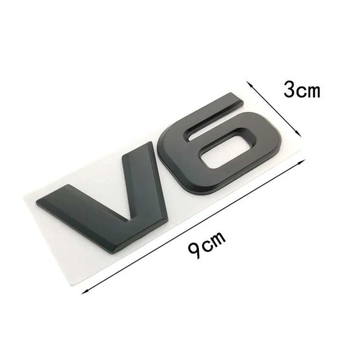 Емблема метални V6 никел/черна мат