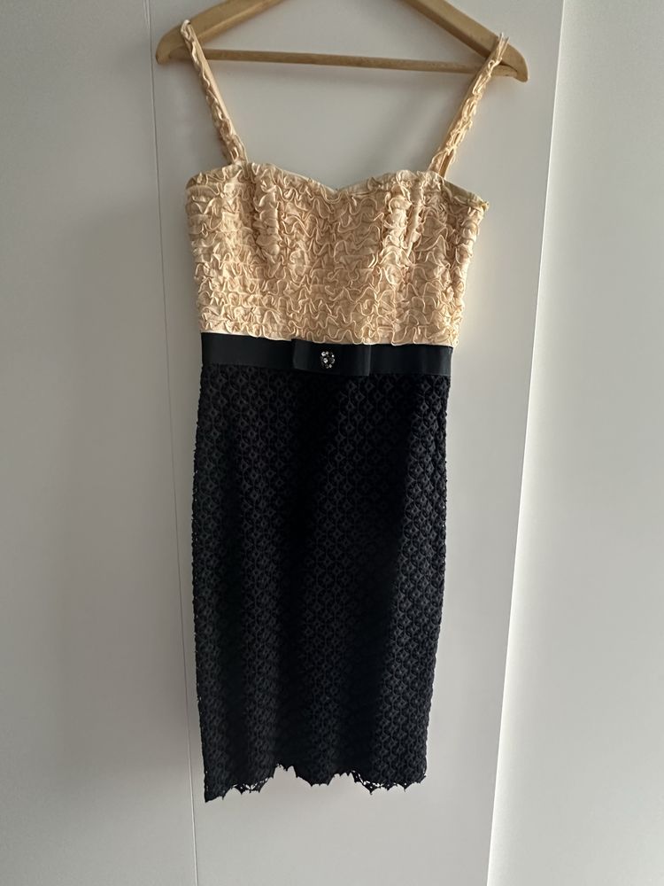 Rochie Nissa superba crem cu negru