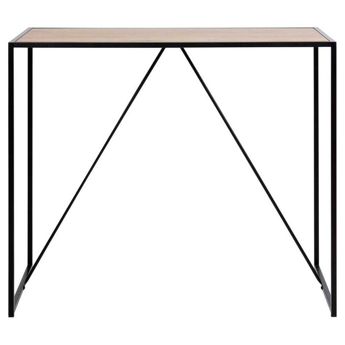 Елегантна бар/маса с плот в дървесен декор и черна рамка