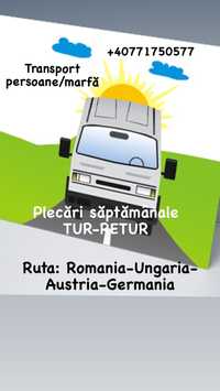 Transport persoane/marfă TUR-RETUR România-Ungaria-Austria-Germania