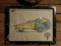 Desen original inramat - masina egipteana - 01