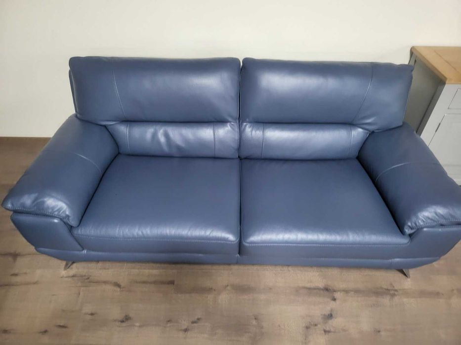 Син кожен комплект дивани тройка и двойка