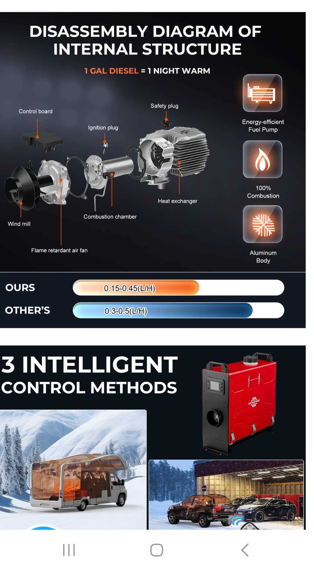 Gearzaar 12V/24V 8KW въздушен дизелов нагревател Нощно приложение !