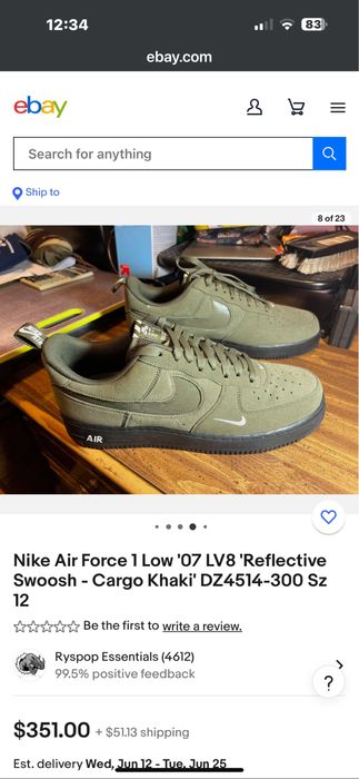 Nike Air Force 1 Low '07 LV8 'Reflective Swoosh - Cargo Khaki'