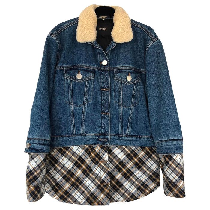 Яке Maje “Trompe-L’oeil plaid and denim jacket”
