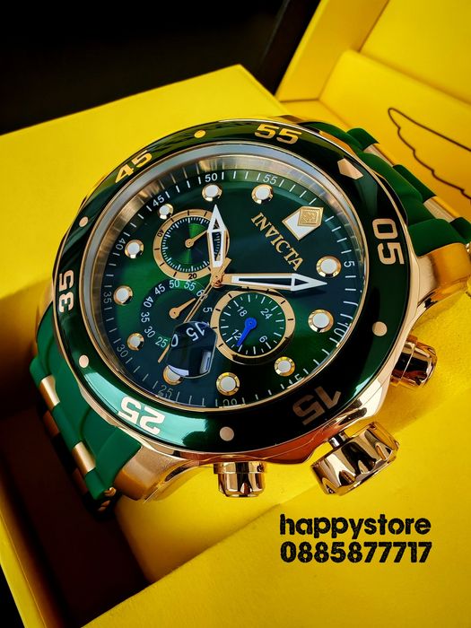 INVICTA SCUBA Green/Gold 48mm, Инвикта нов ръчен часовник