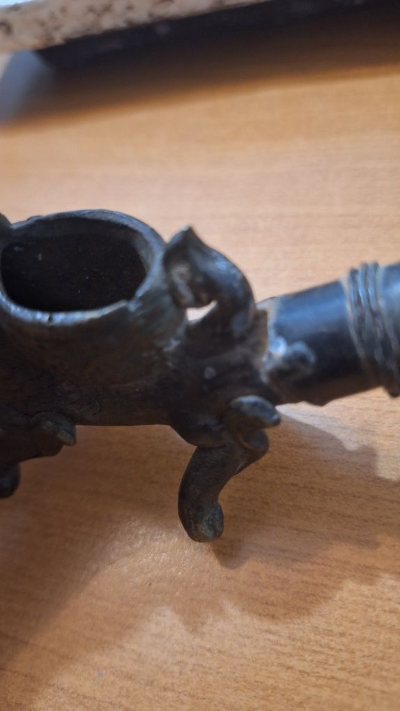Colectie Vintage Asia-Pipa veche din Bronz,Dragon-piesa originala